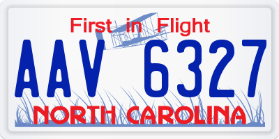 NC license plate AAV6327