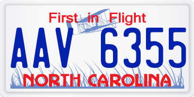 NC license plate AAV6355