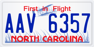 NC license plate AAV6357