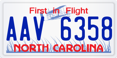 NC license plate AAV6358