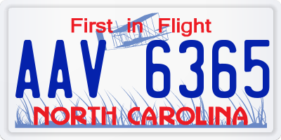NC license plate AAV6365