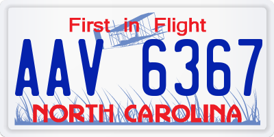 NC license plate AAV6367
