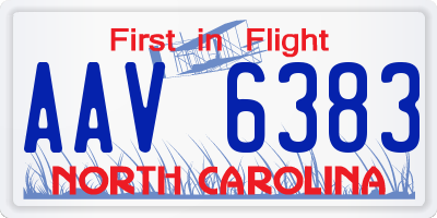 NC license plate AAV6383