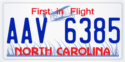 NC license plate AAV6385