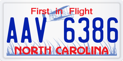 NC license plate AAV6386
