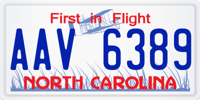 NC license plate AAV6389