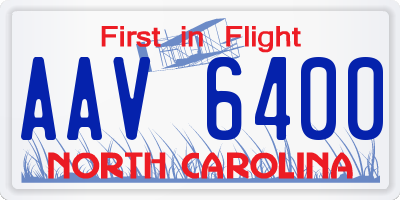 NC license plate AAV6400