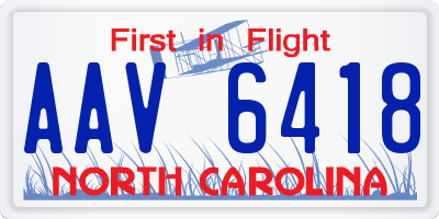 NC license plate AAV6418