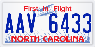 NC license plate AAV6433