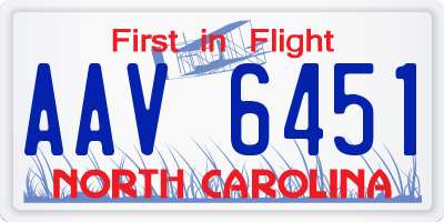 NC license plate AAV6451