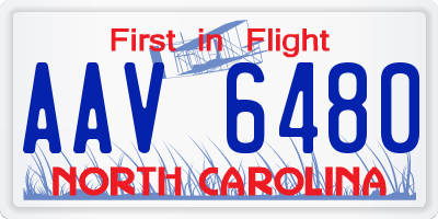 NC license plate AAV6480