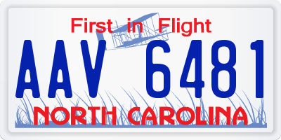 NC license plate AAV6481
