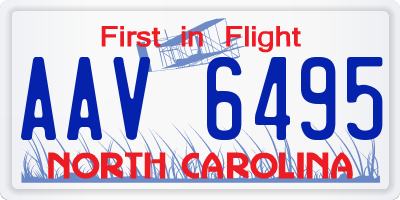 NC license plate AAV6495