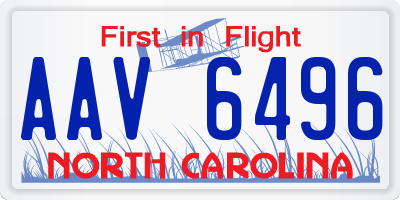 NC license plate AAV6496