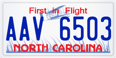 NC license plate AAV6503