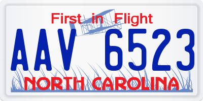 NC license plate AAV6523