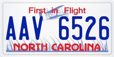 NC license plate AAV6526