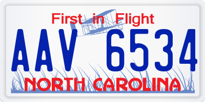 NC license plate AAV6534