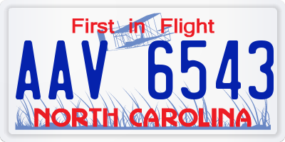 NC license plate AAV6543