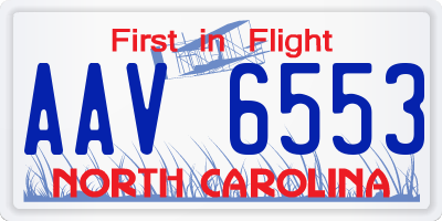 NC license plate AAV6553