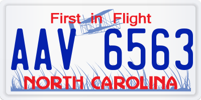 NC license plate AAV6563