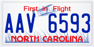 NC license plate AAV6593