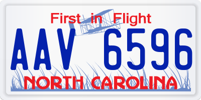 NC license plate AAV6596