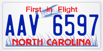 NC license plate AAV6597