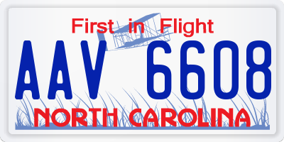 NC license plate AAV6608