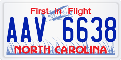 NC license plate AAV6638