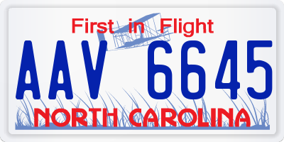 NC license plate AAV6645