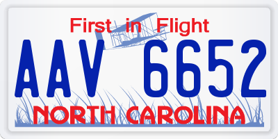NC license plate AAV6652