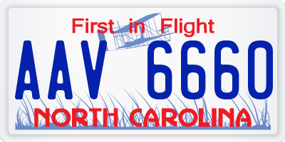 NC license plate AAV6660