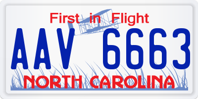 NC license plate AAV6663