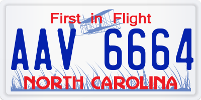 NC license plate AAV6664