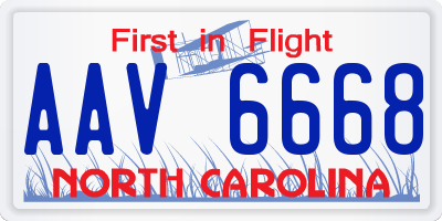 NC license plate AAV6668