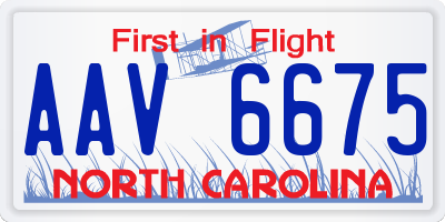 NC license plate AAV6675