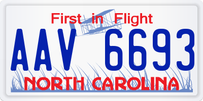 NC license plate AAV6693