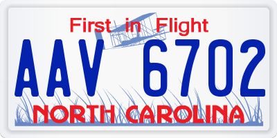 NC license plate AAV6702