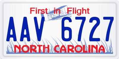 NC license plate AAV6727