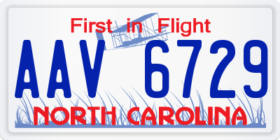NC license plate AAV6729