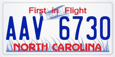 NC license plate AAV6730