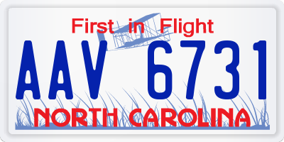 NC license plate AAV6731