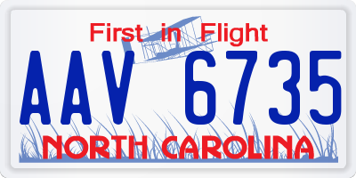 NC license plate AAV6735
