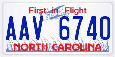NC license plate AAV6740