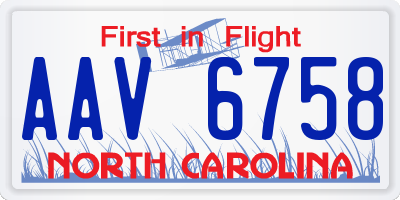 NC license plate AAV6758