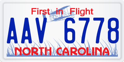 NC license plate AAV6778