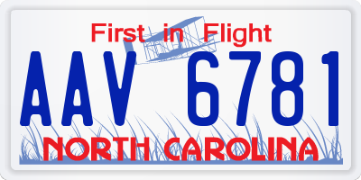 NC license plate AAV6781