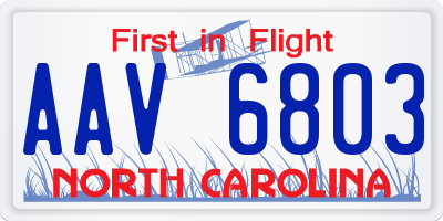 NC license plate AAV6803