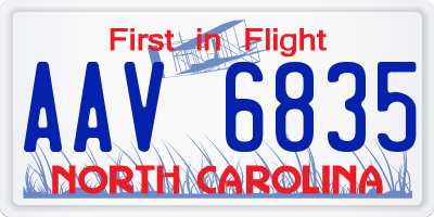 NC license plate AAV6835